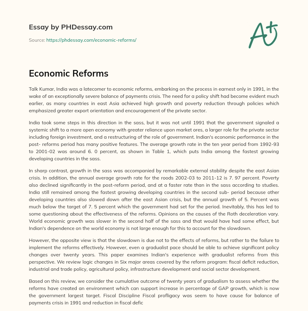 Economic Reforms essay