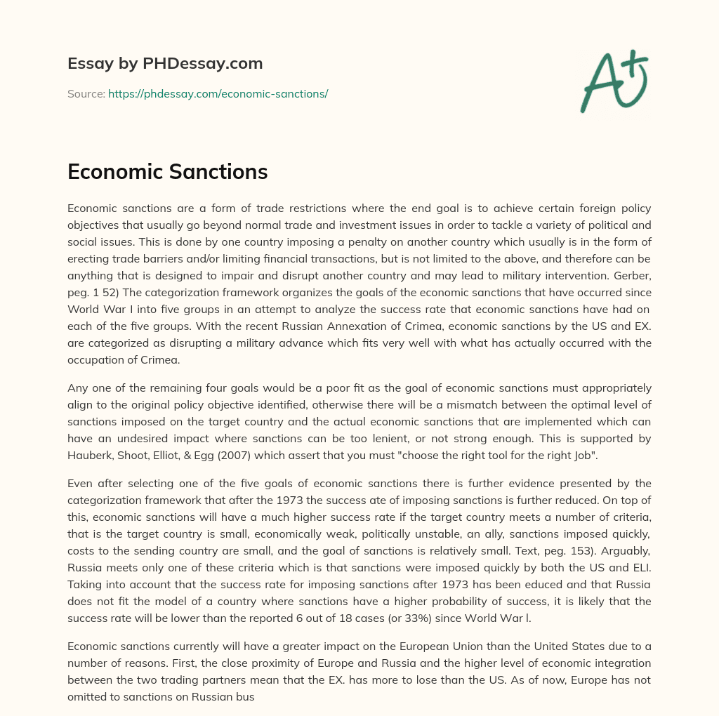 Economic Sanctions essay