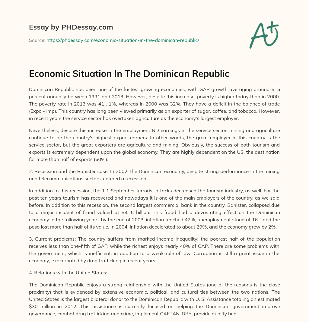 Economic Situation In The Dominican Republic essay