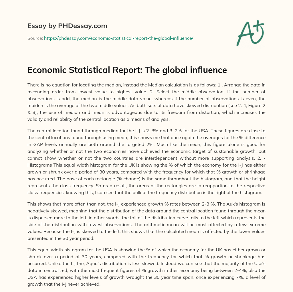 Economic Statistical Report: The global influence essay