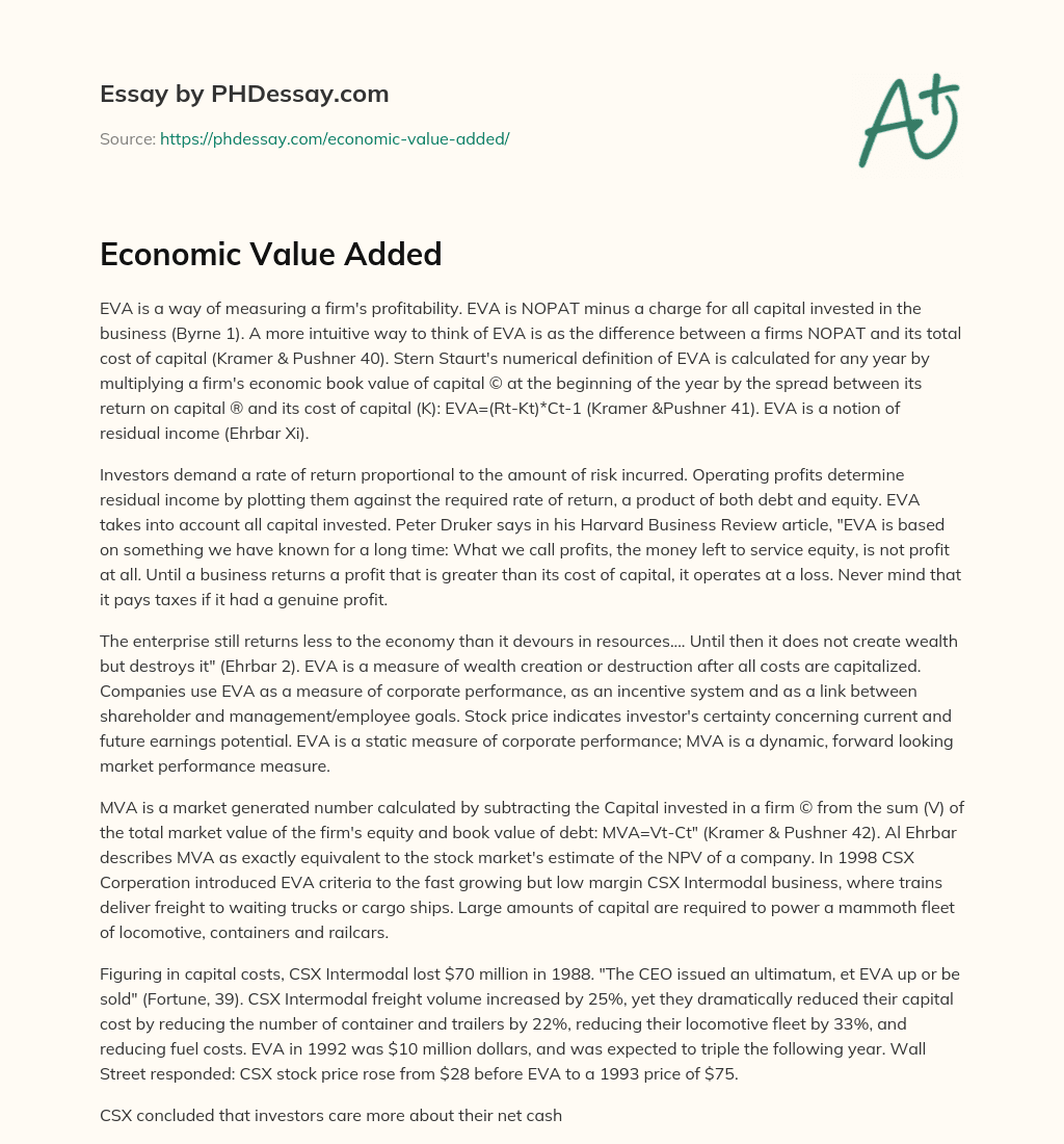 essay about economic value