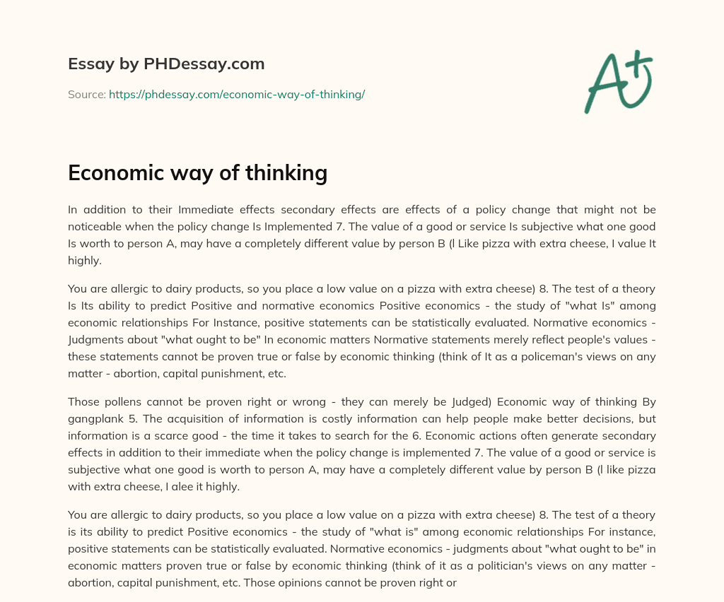 Economic way of thinking essay