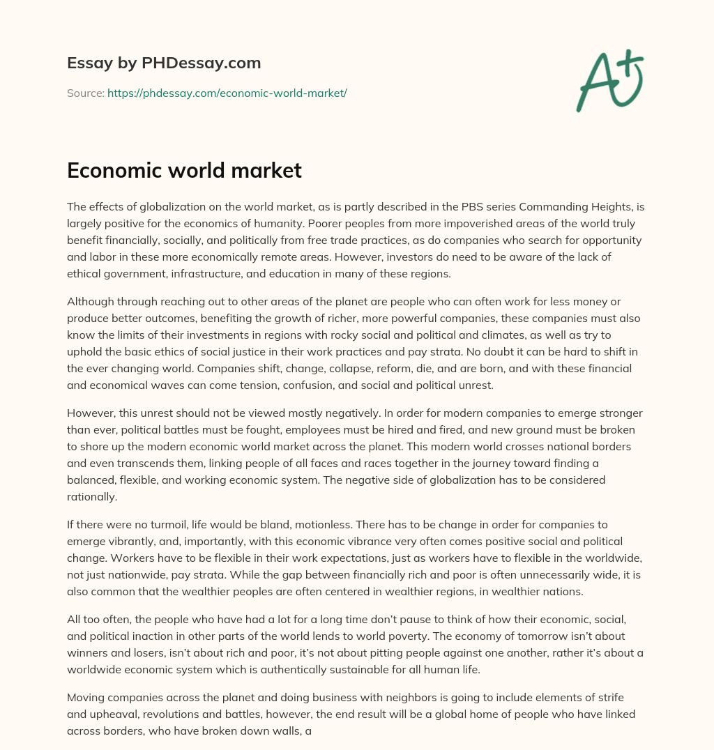 Economic world market essay