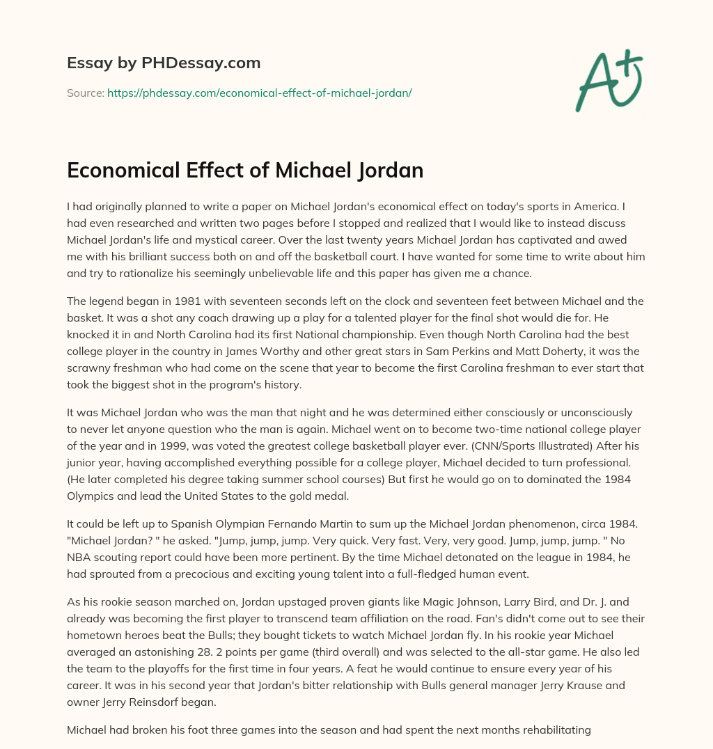 Economical Effect of Michael Jordan essay
