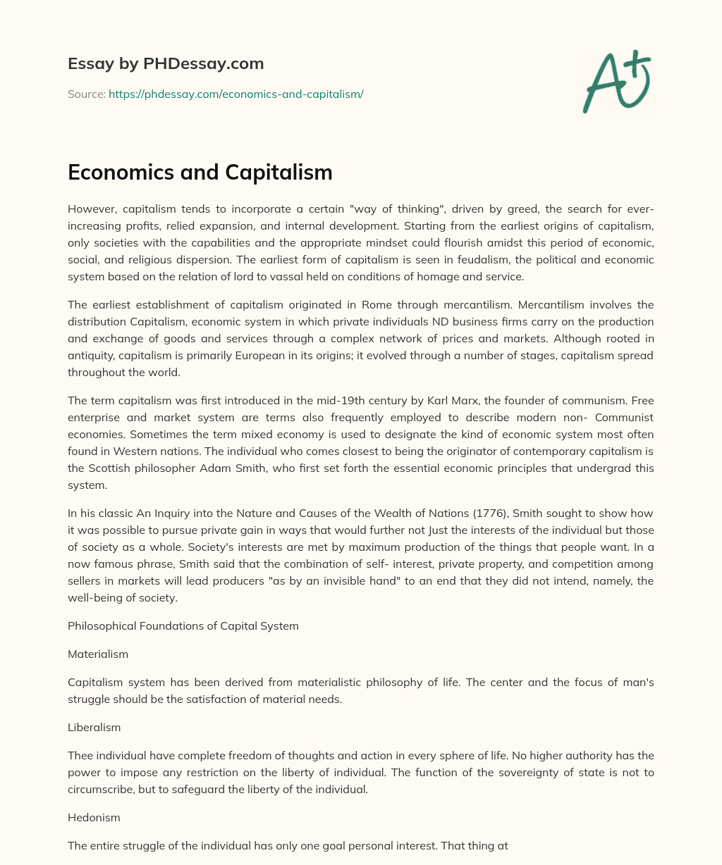 introduction on capitalism essay