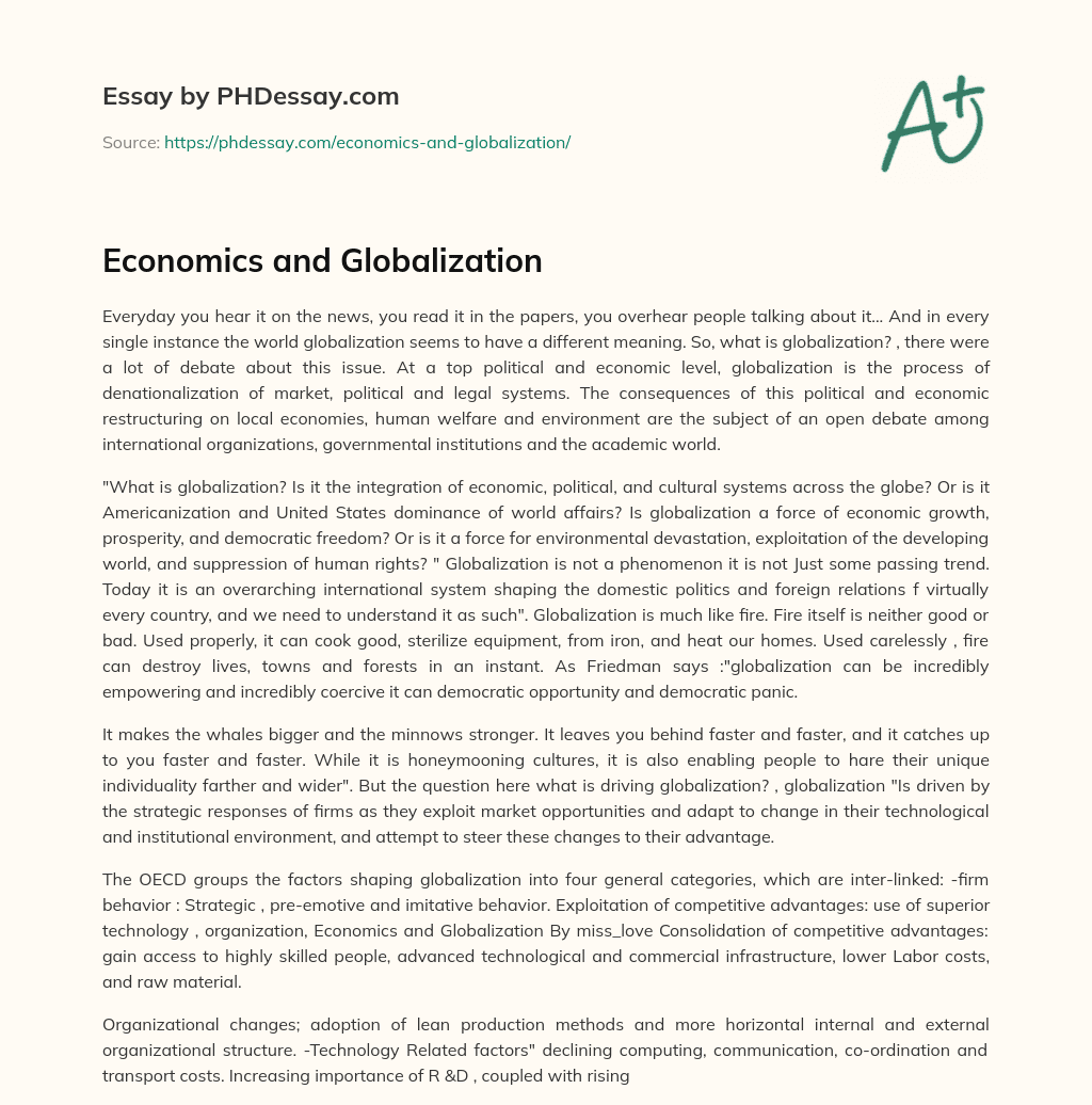 Economics and Globalization essay