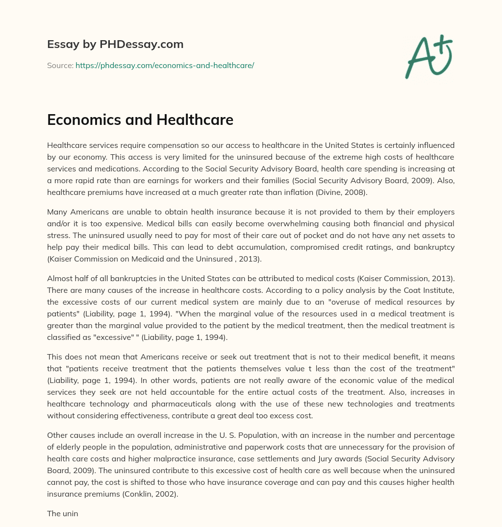 Economics and Healthcare