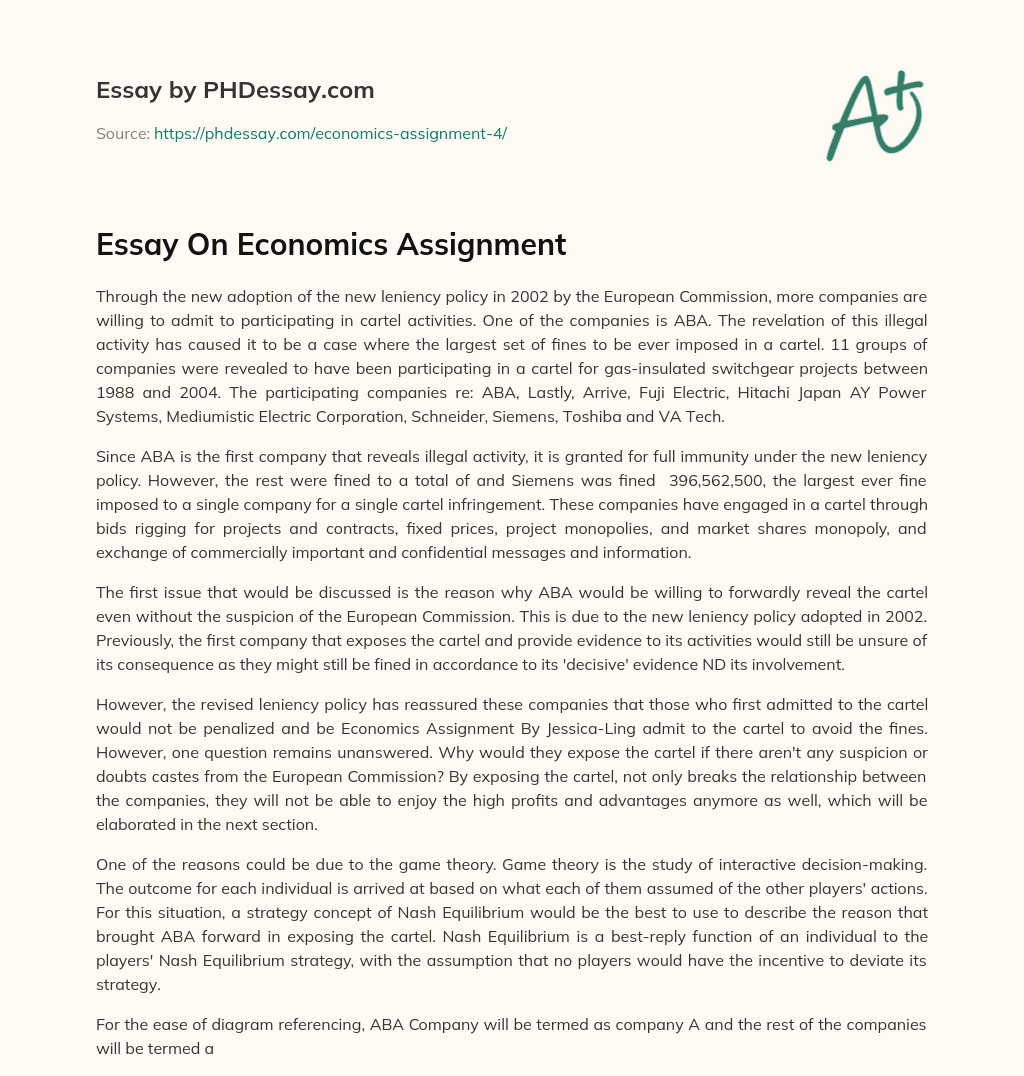 Essay On Economics Assignment essay