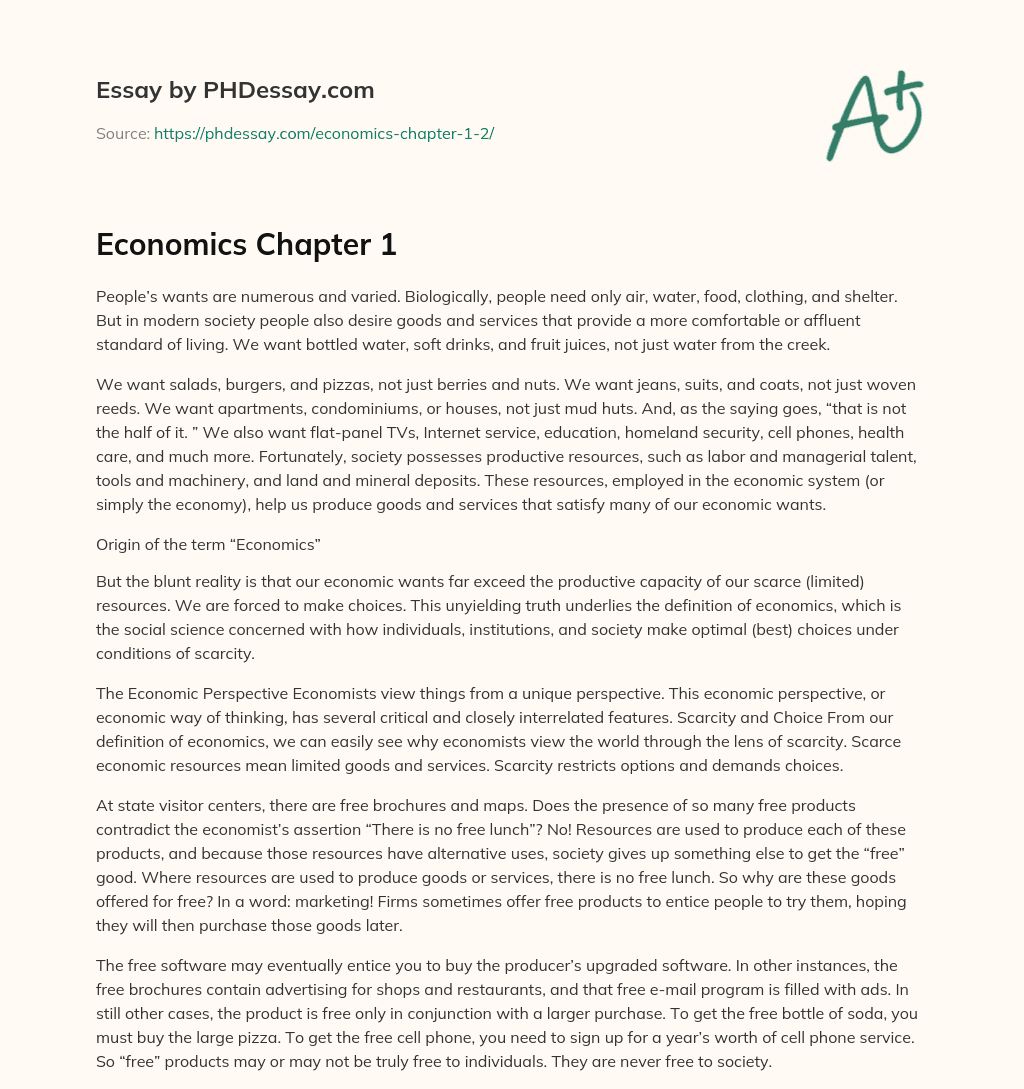 Economics Chapter 1 essay