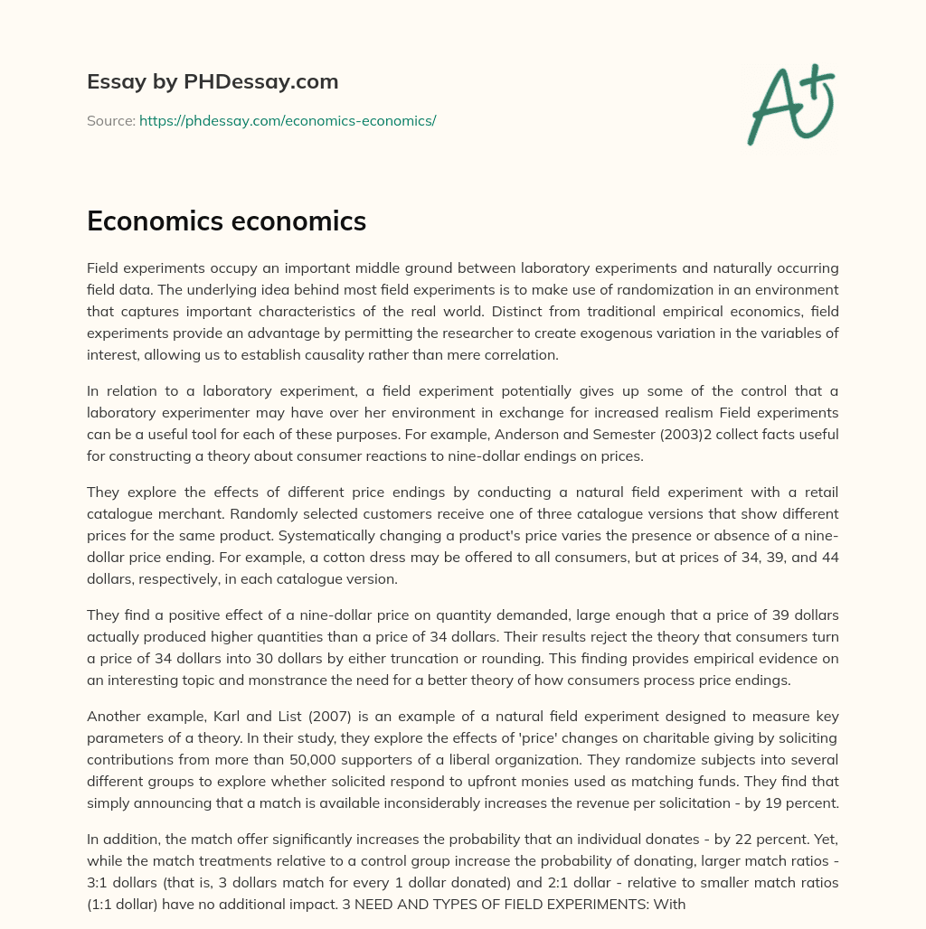Economics economics essay