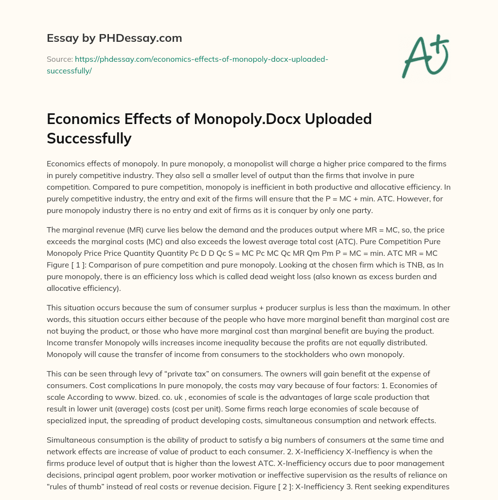 Economics Effects of Monopoly.Docx Uploaded Successfully essay