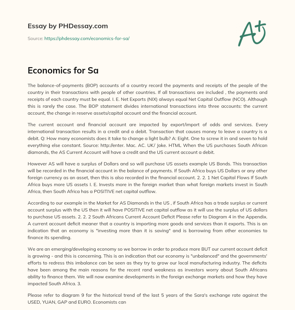Economics for Sa essay
