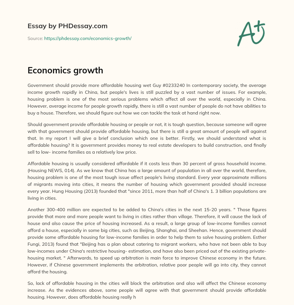 Economics growth essay