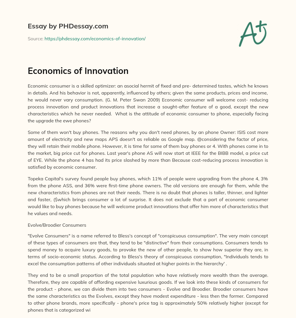 Economics of Innovation essay
