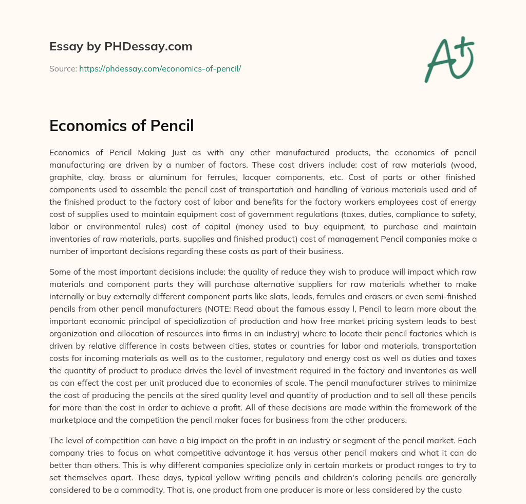 Economics of Pencil essay