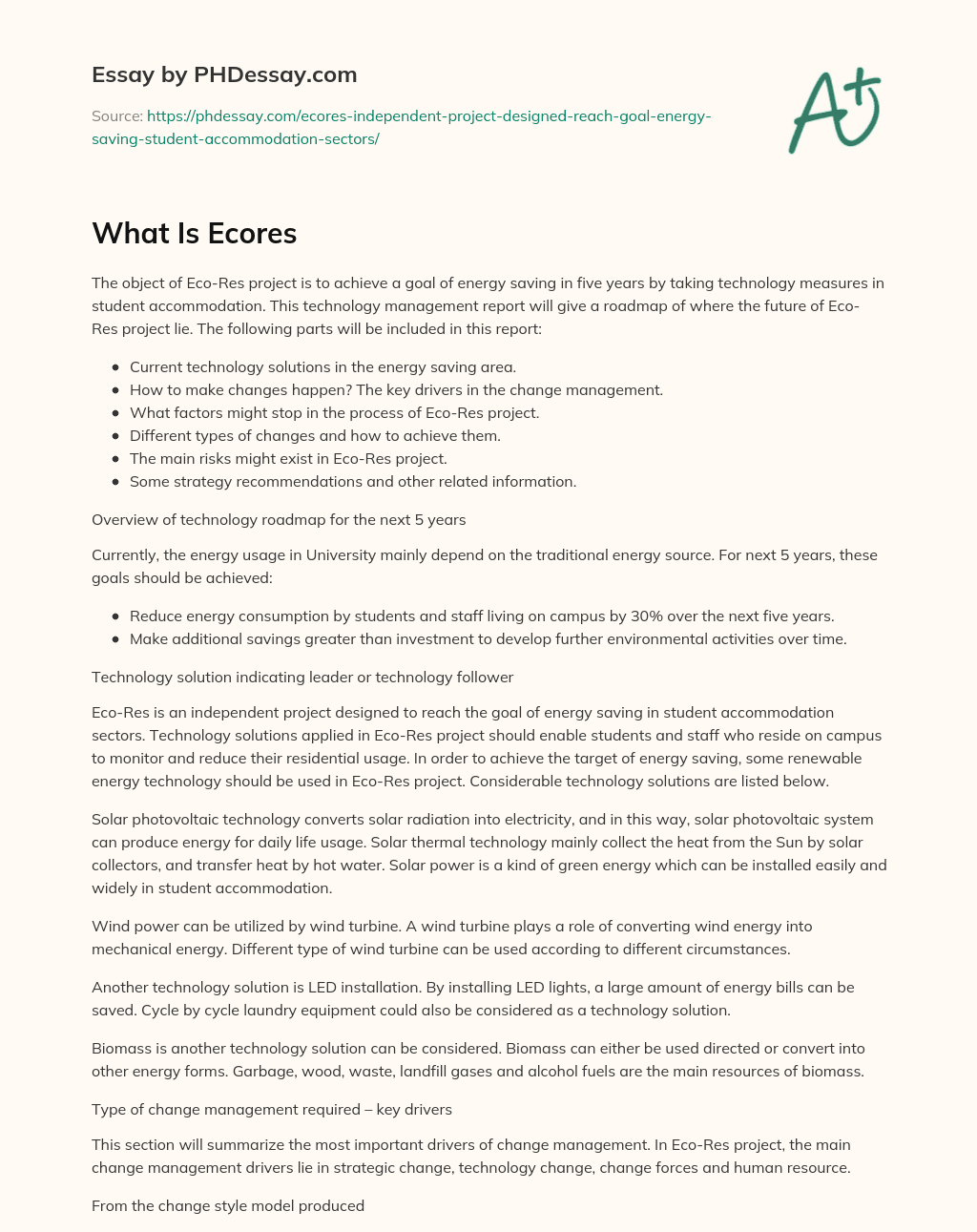 What Is Ecores essay