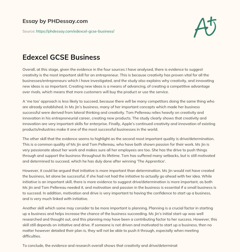 Edexcel GCSE Business (500 Words) - PHDessay.com