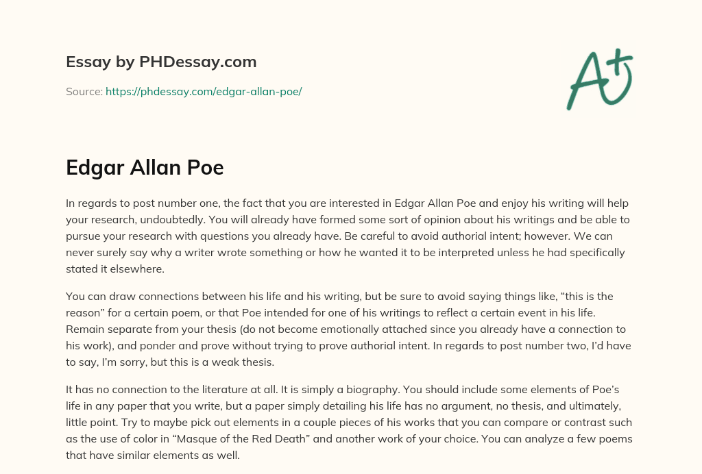 Edgar Allan Poe essay