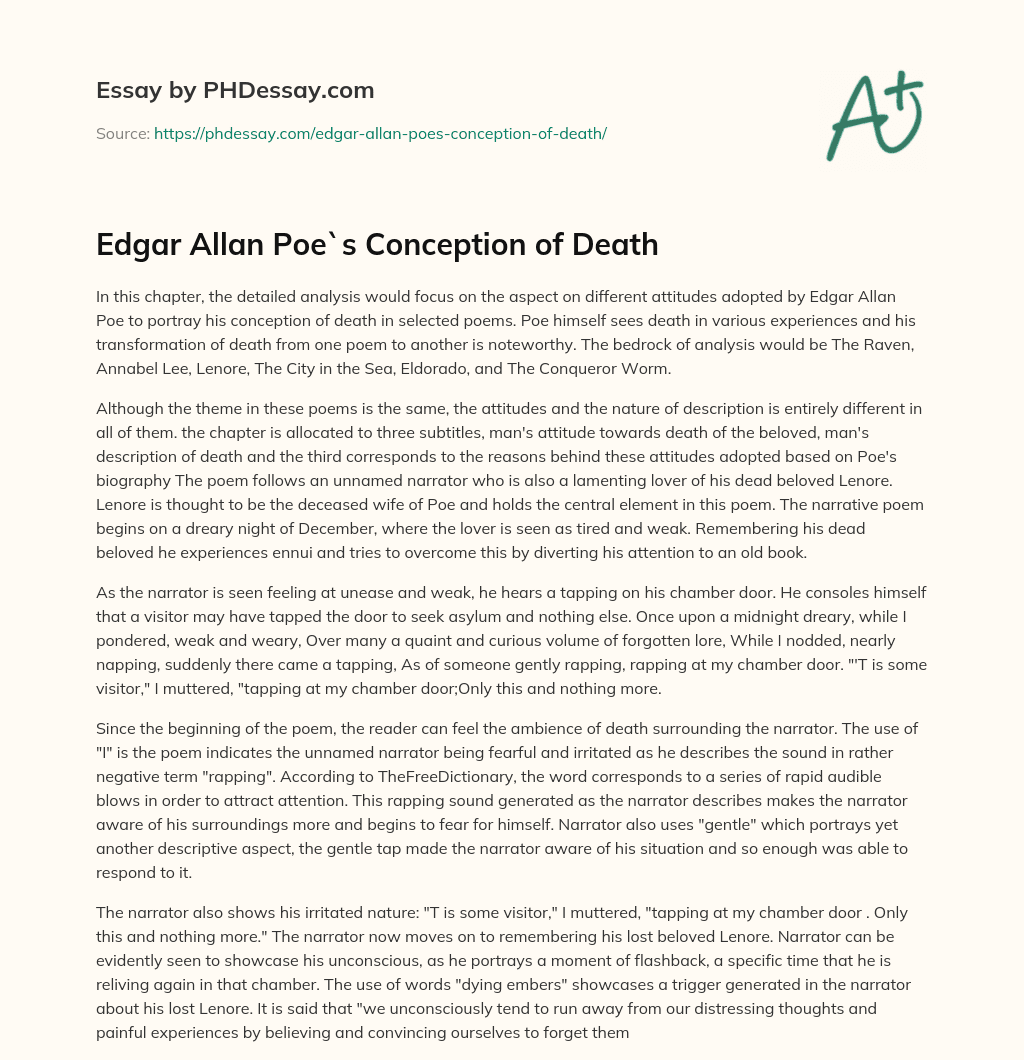 Edgar Allan Poe`s Conception of Death essay