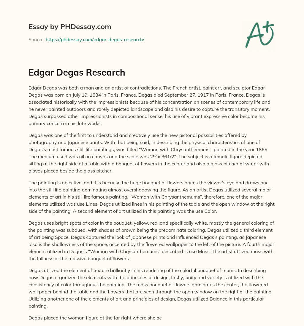 Edgar Degas Research essay