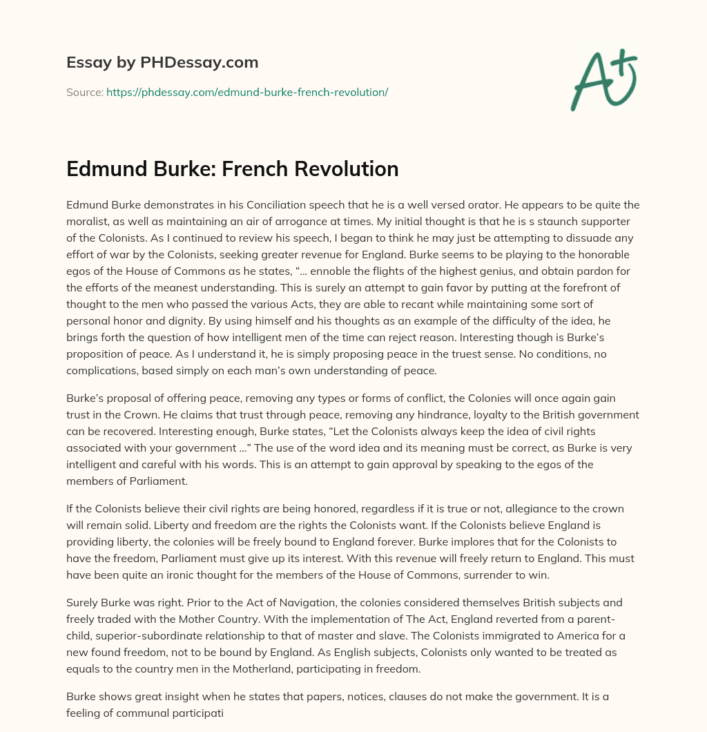 Edmund Burke: French Revolution essay