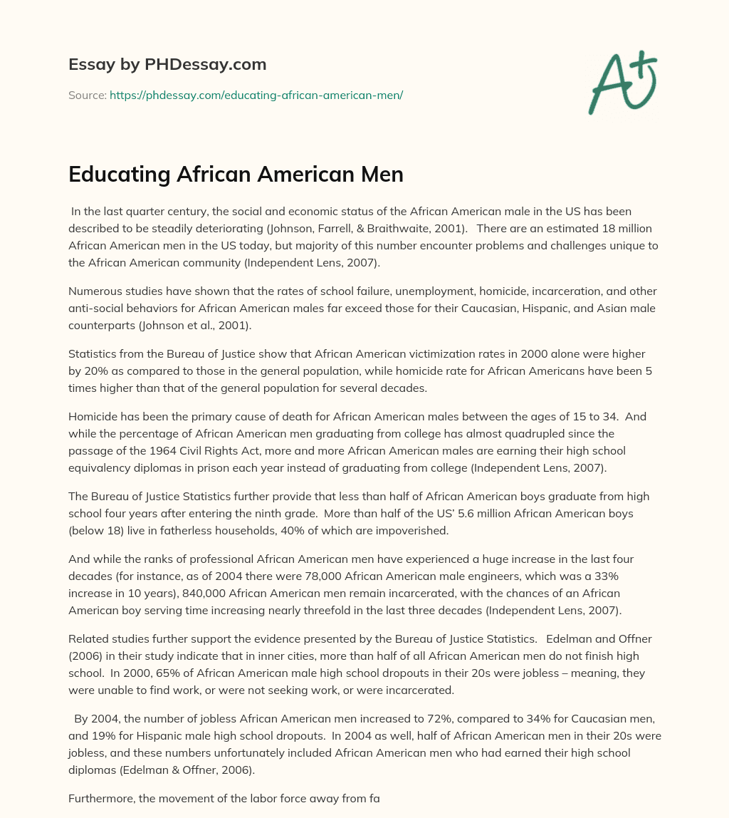 Educating African American Men essay