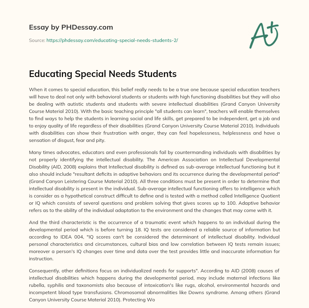 Educating Special Needs Students essay