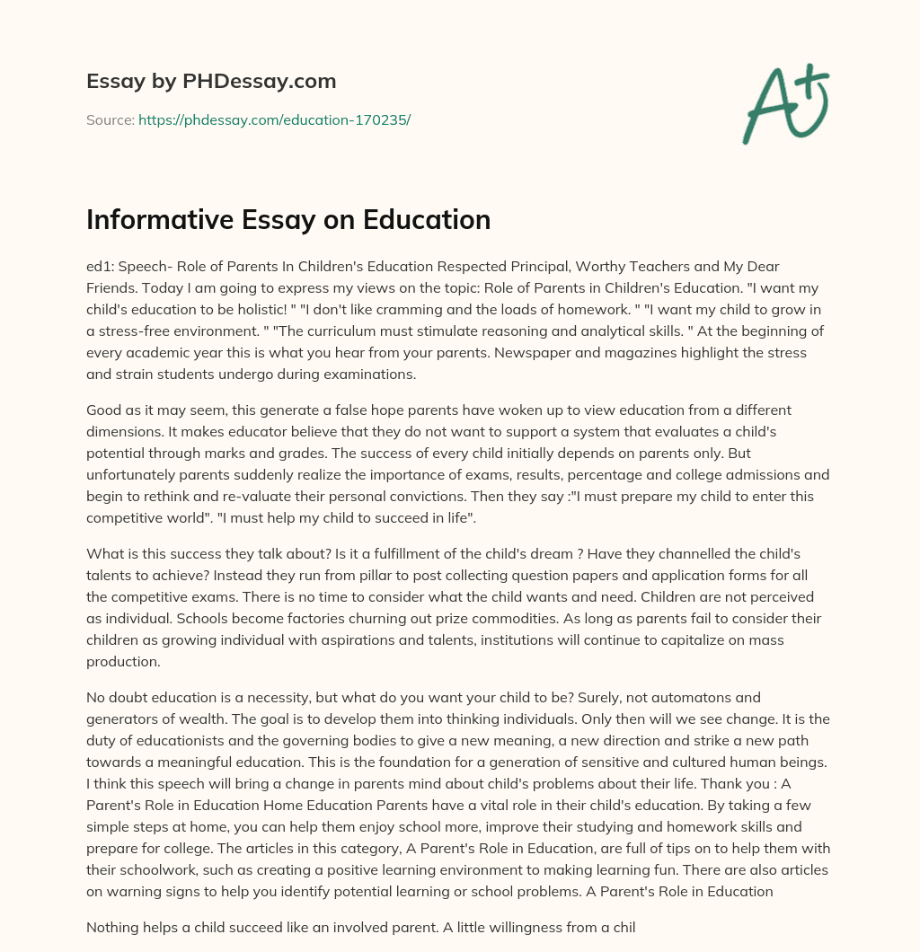 Informative Essay on Education essay
