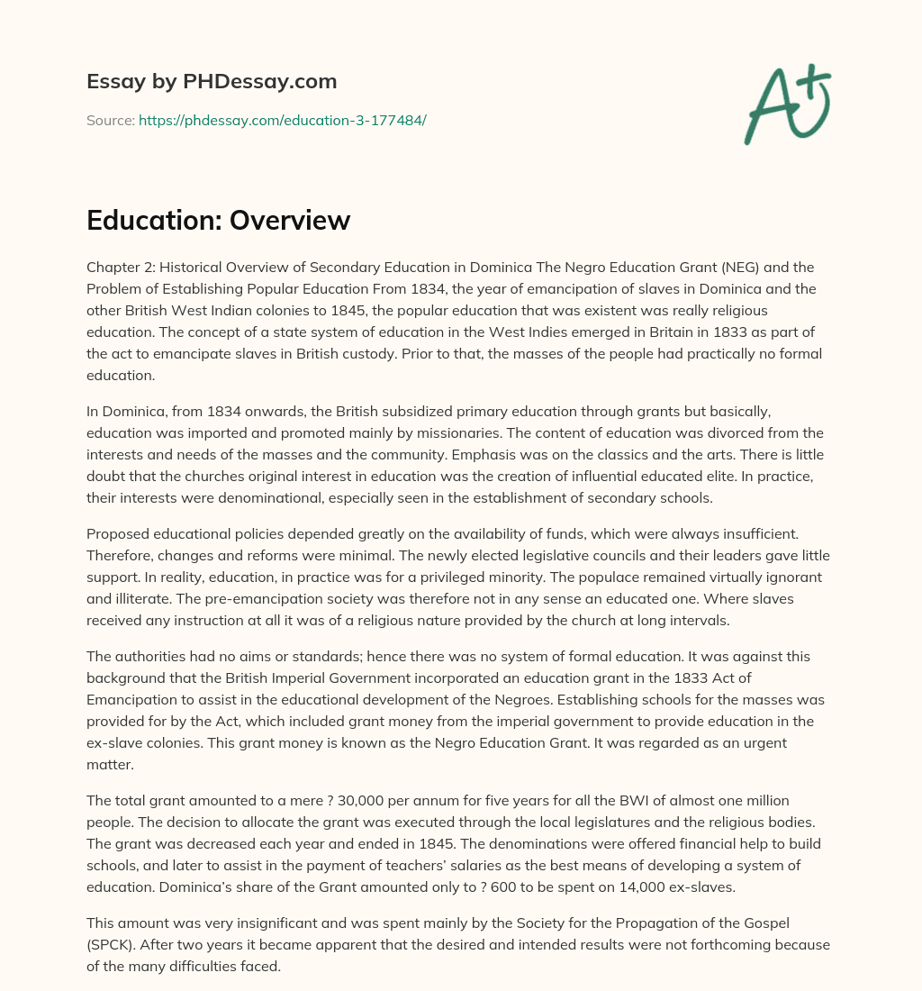 Education: Overview essay