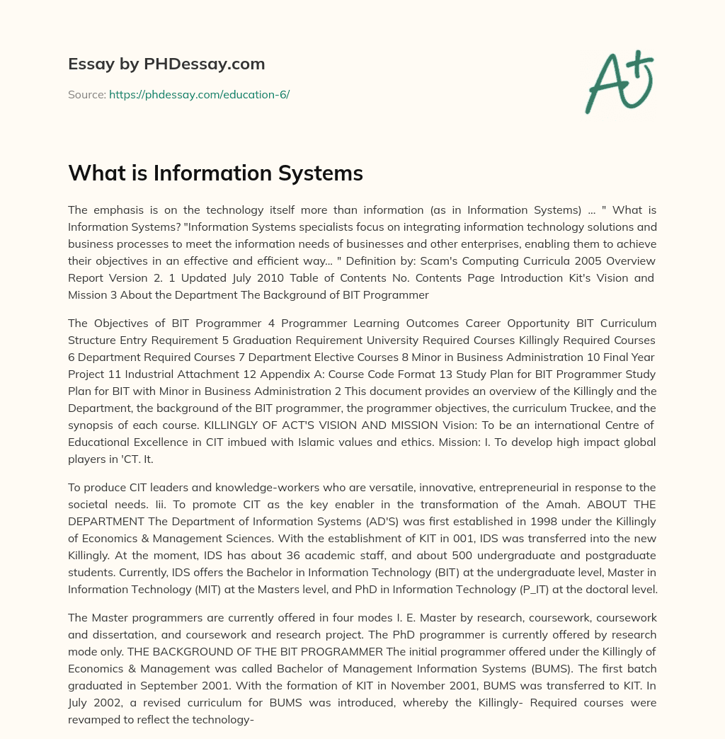 What is Information Systems essay