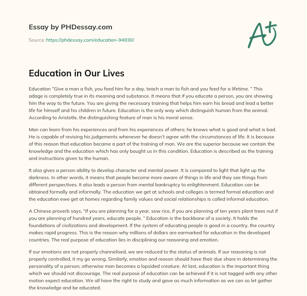 Education in Our Lives essay