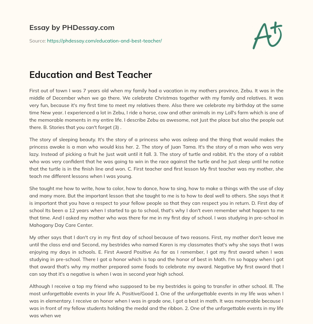 Education and Best Teacher essay