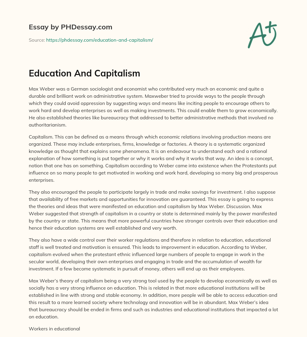 Education And Capitalism essay