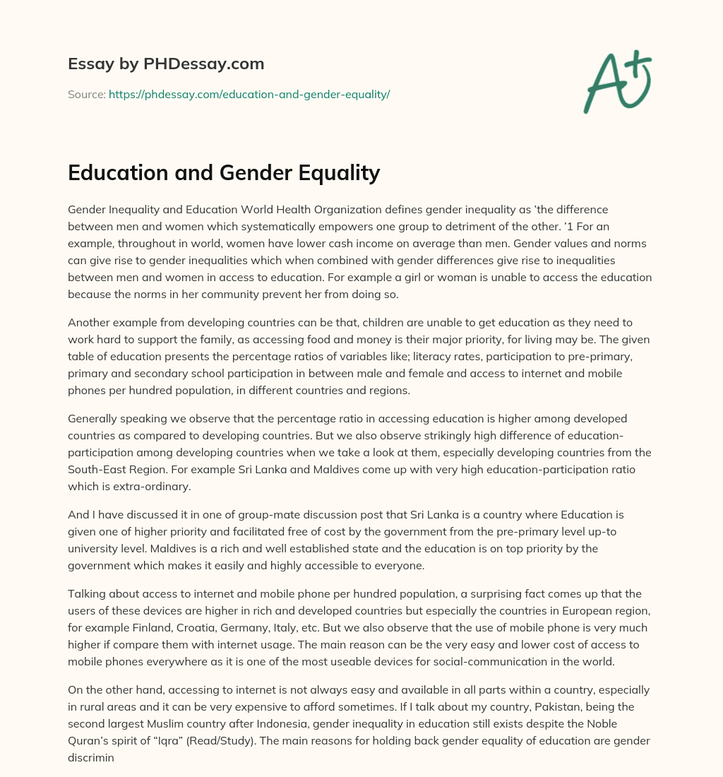 essay on gender equality 500 words