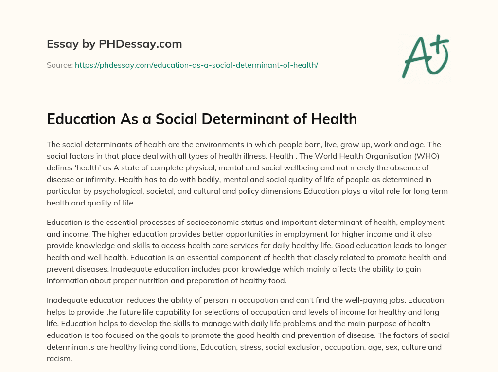 social determinants of health argumentative essay