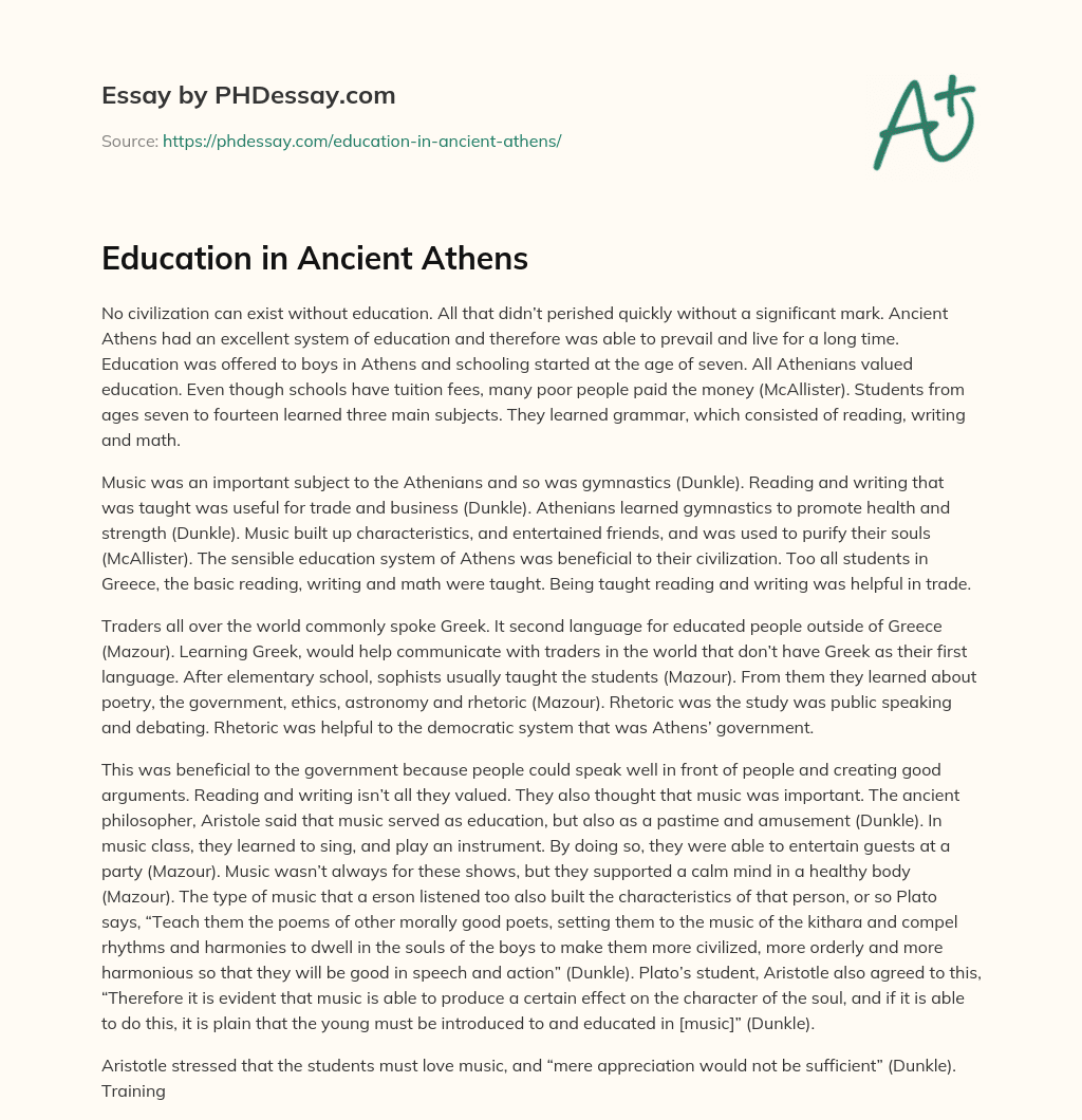 Education in Ancient Athens essay