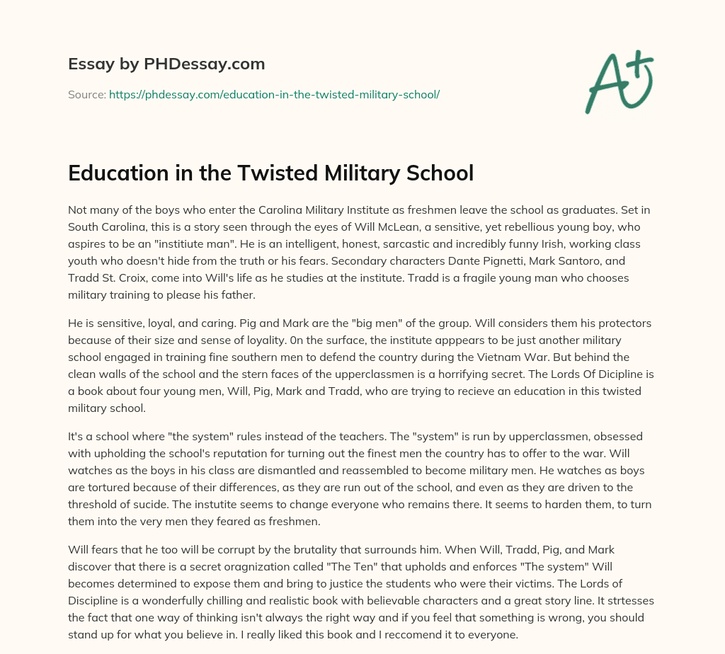 Education in the Twisted Military School essay