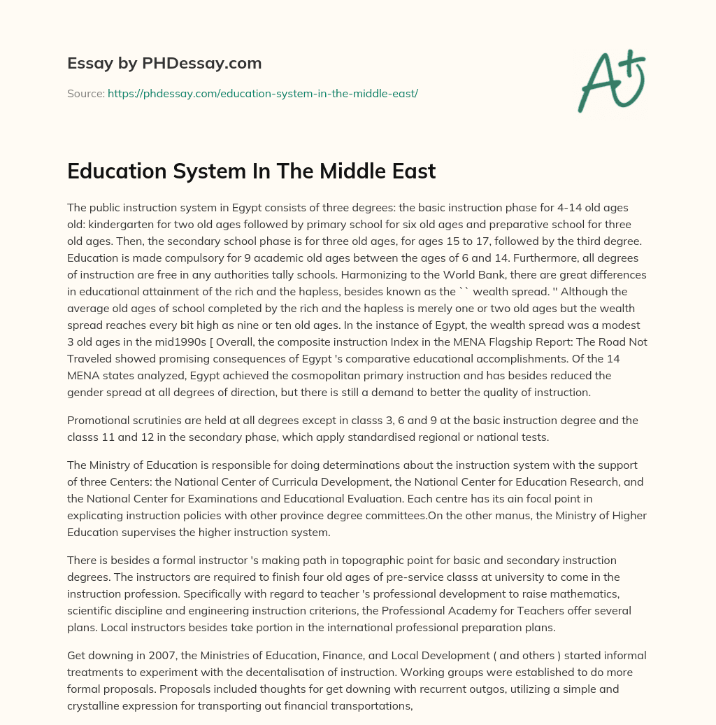 Education System In The Middle East essay