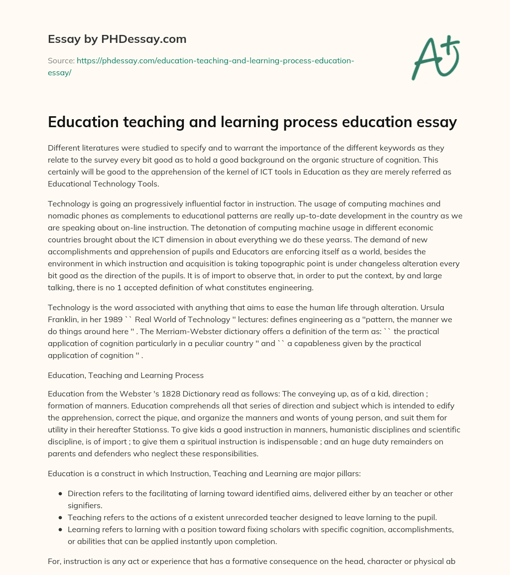 essay about teaching learning process