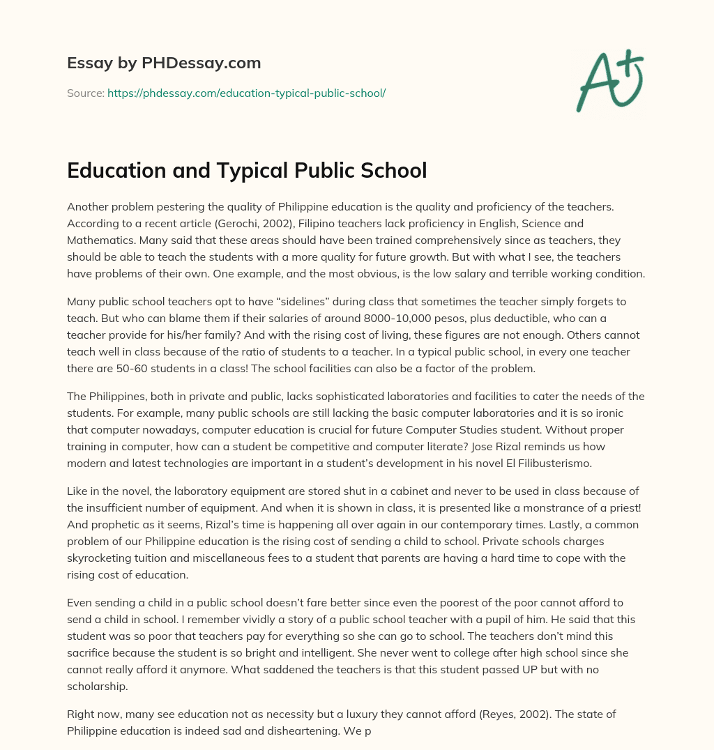 Education and Typical Public School essay
