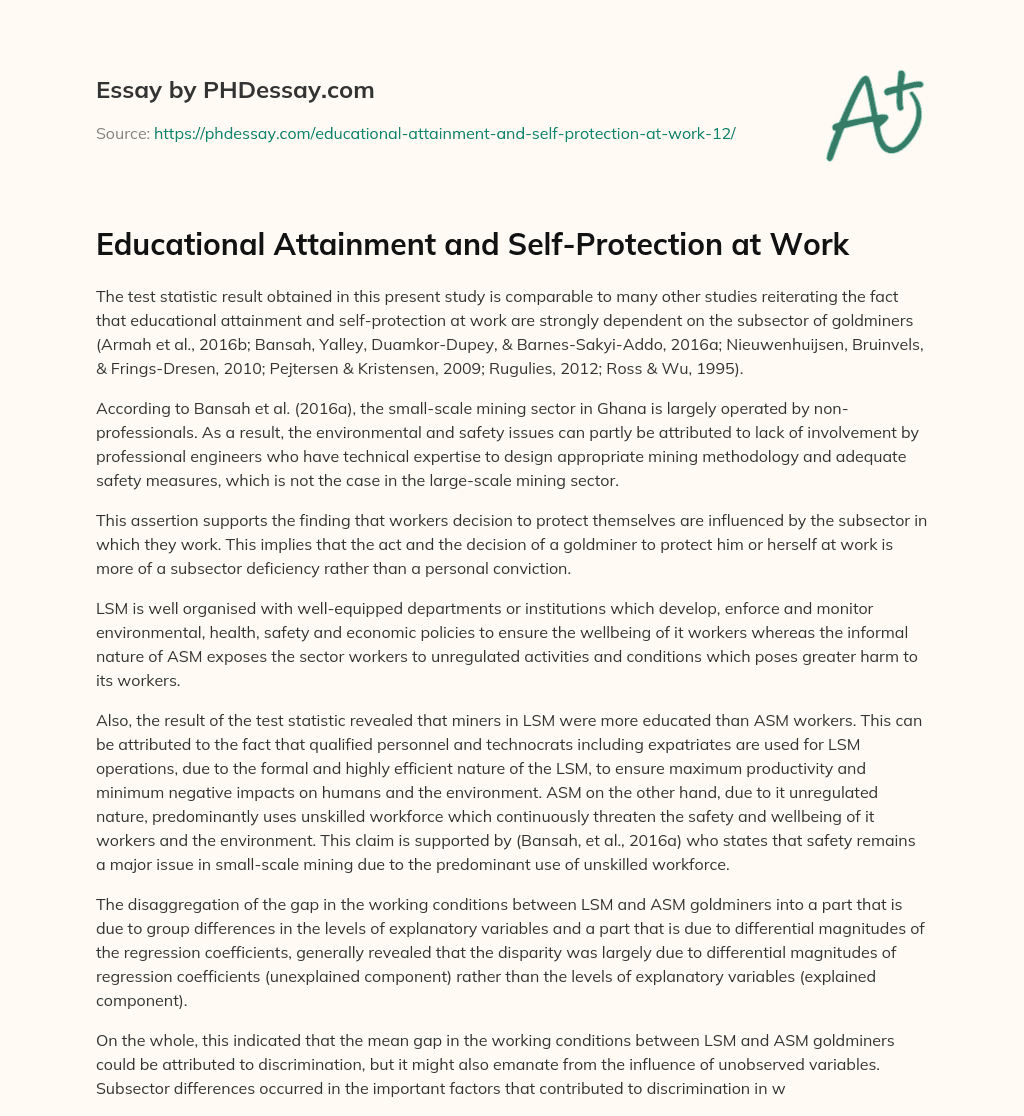 Educational Attainment and Self-Protection at Work essay