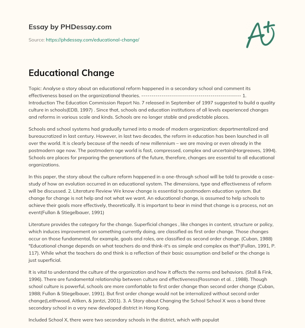 Educational Change essay