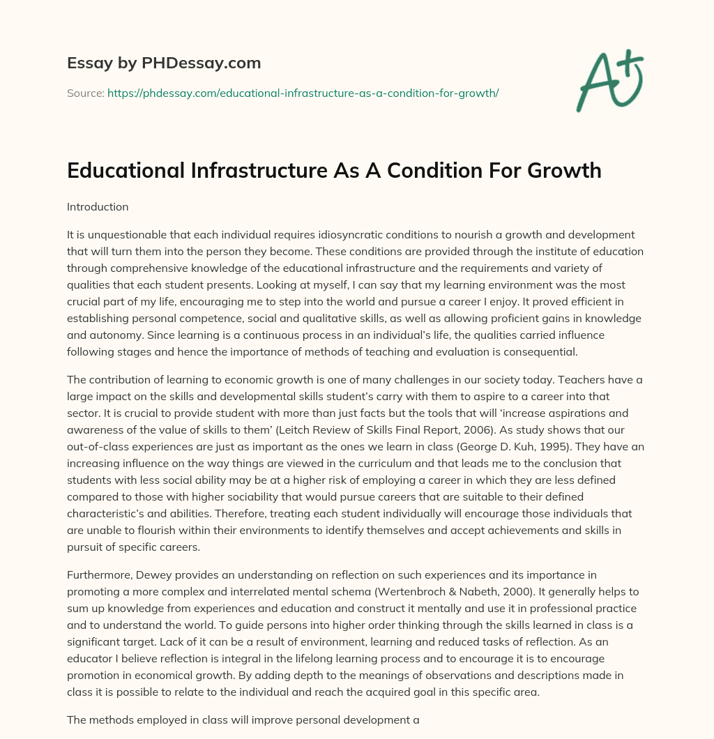 Educational Infrastructure As A Condition For Growth essay