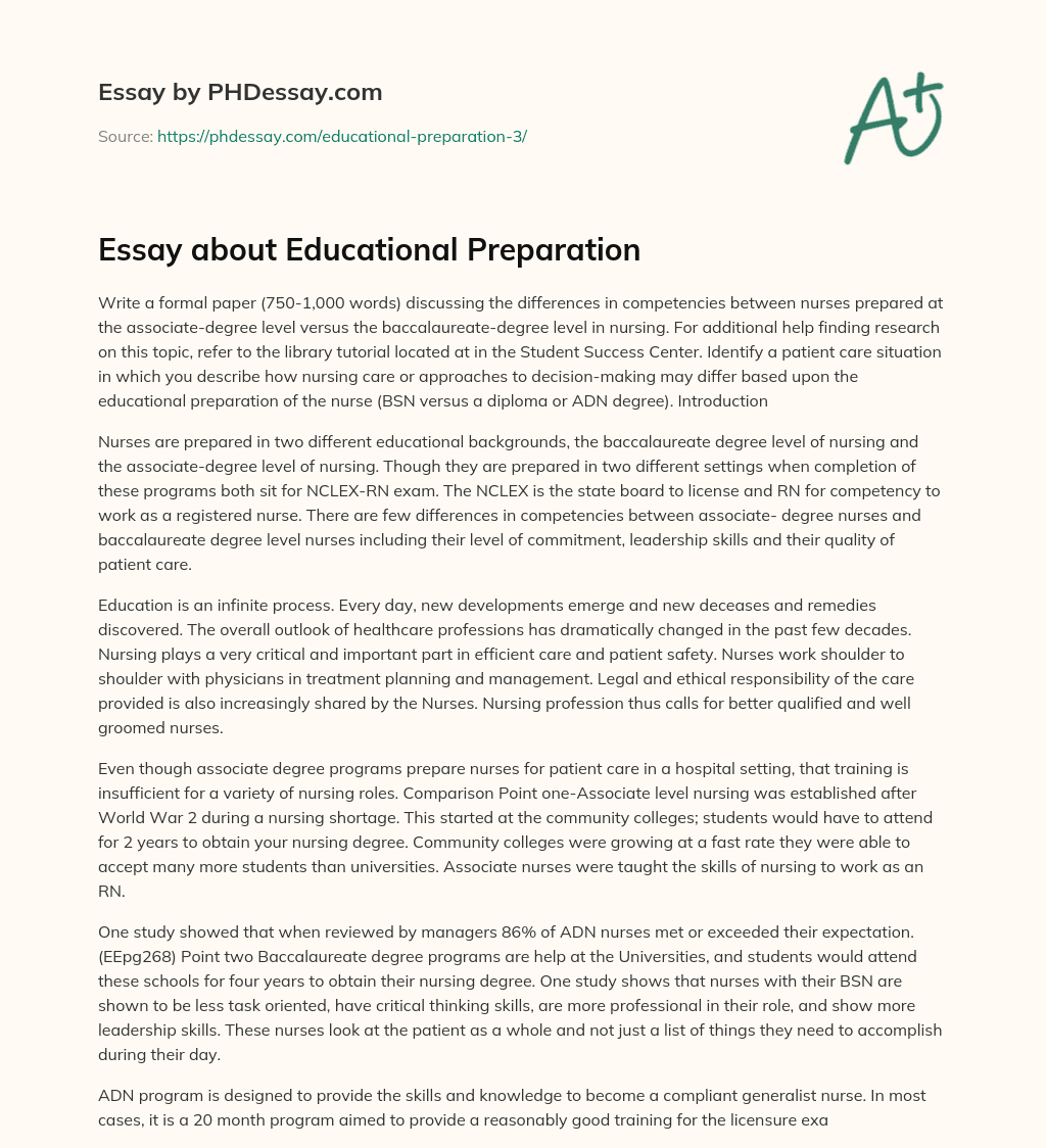 Essay about Educational Preparation essay