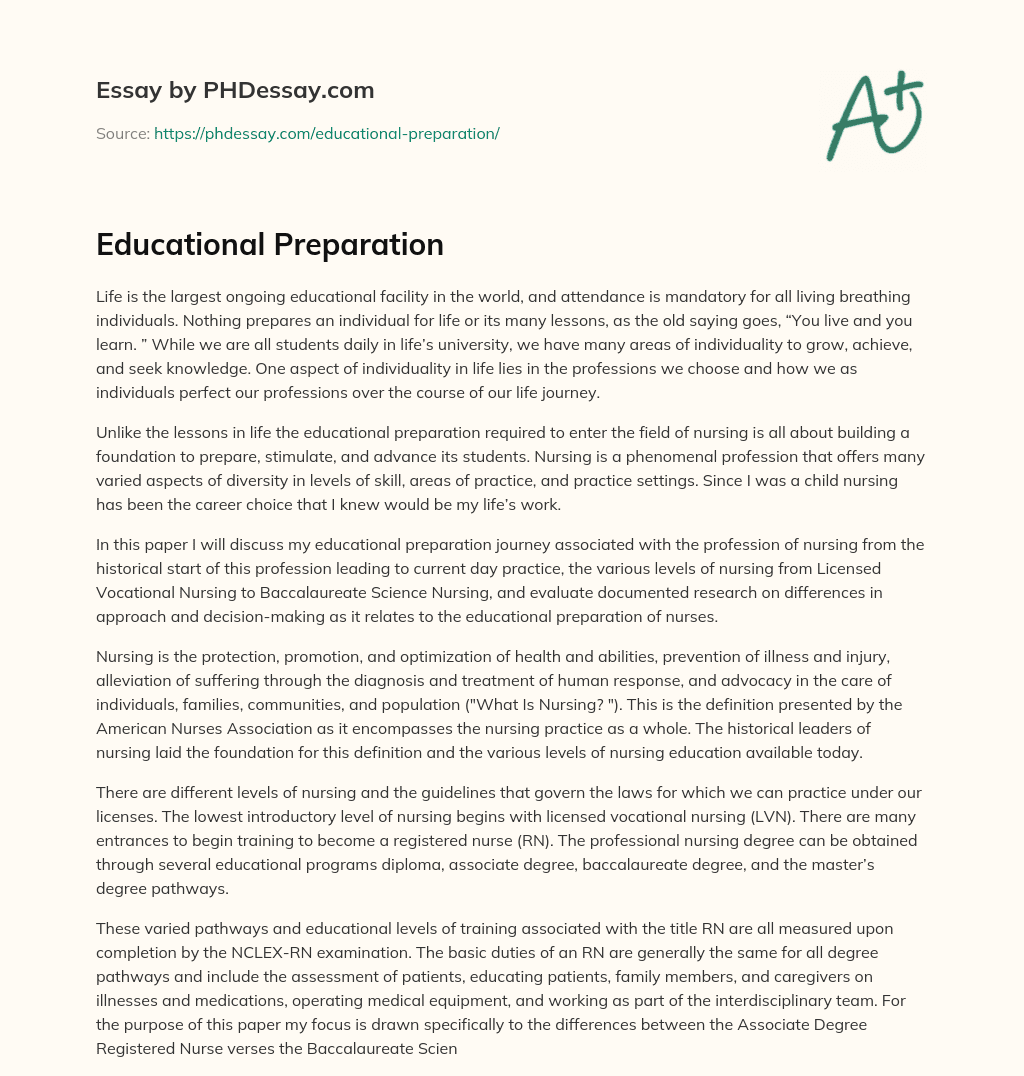 Educational Preparation essay