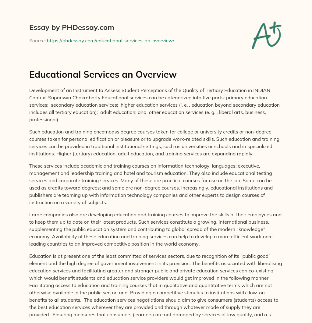 Educational Services an Overview essay