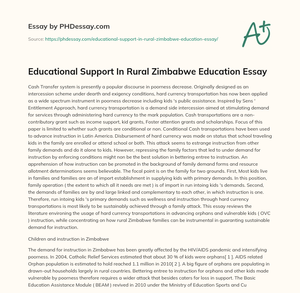 Educational Support In Rural Zimbabwe Education Essay essay