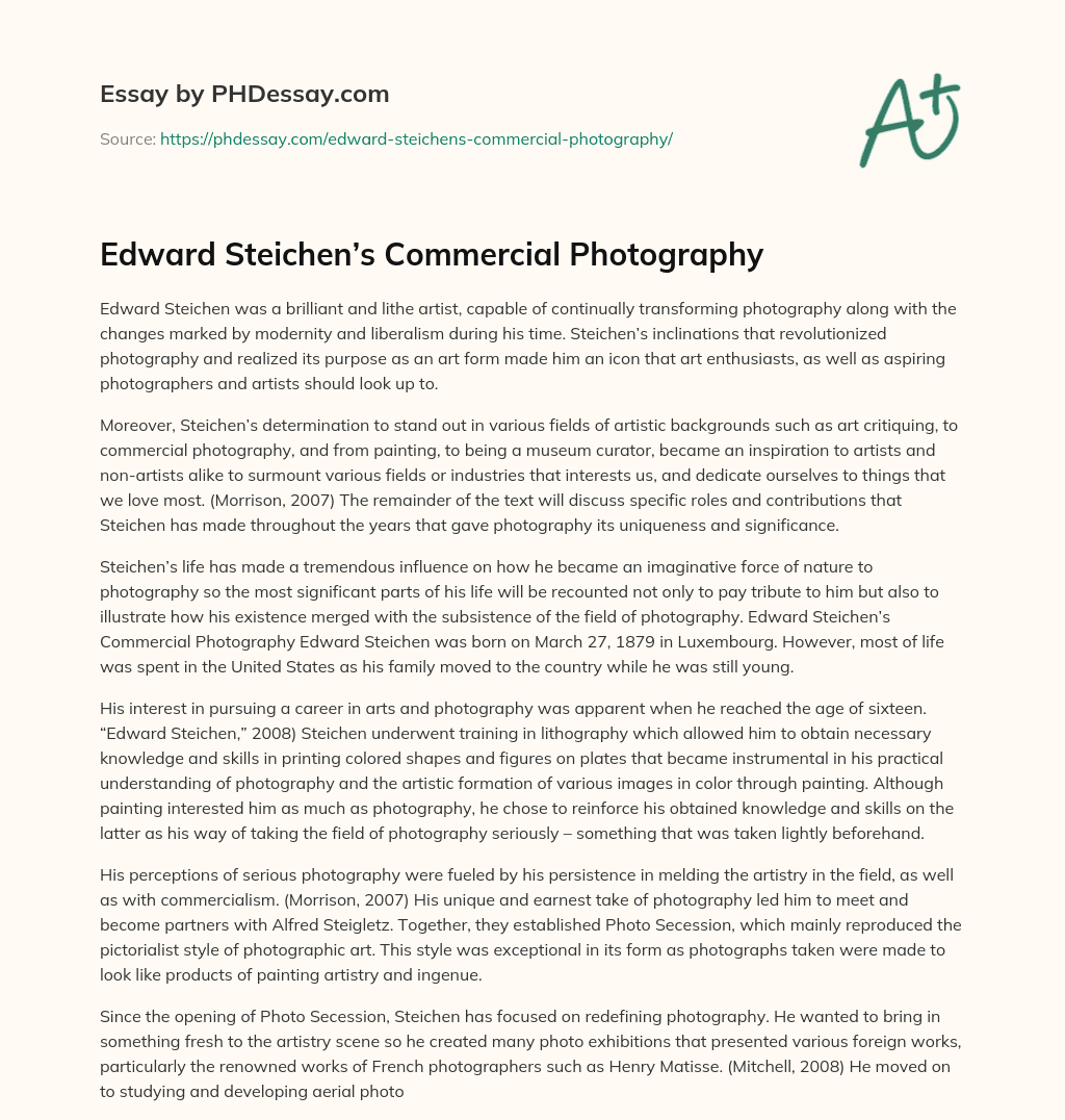Edward Steichen’s Commercial Photography essay
