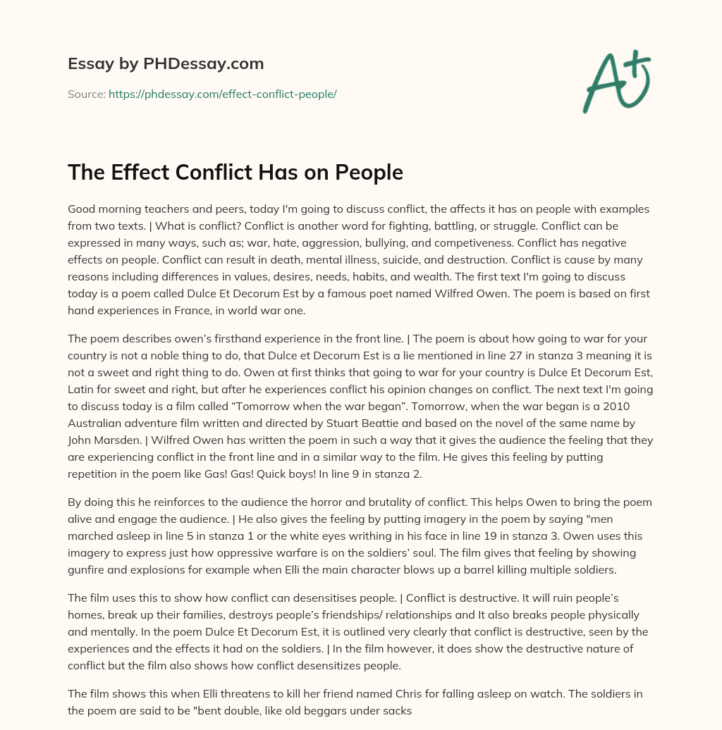 The Effect Conflict Has on People essay