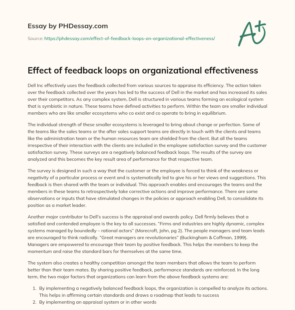 Effect of feedback loops on organizational effectiveness essay